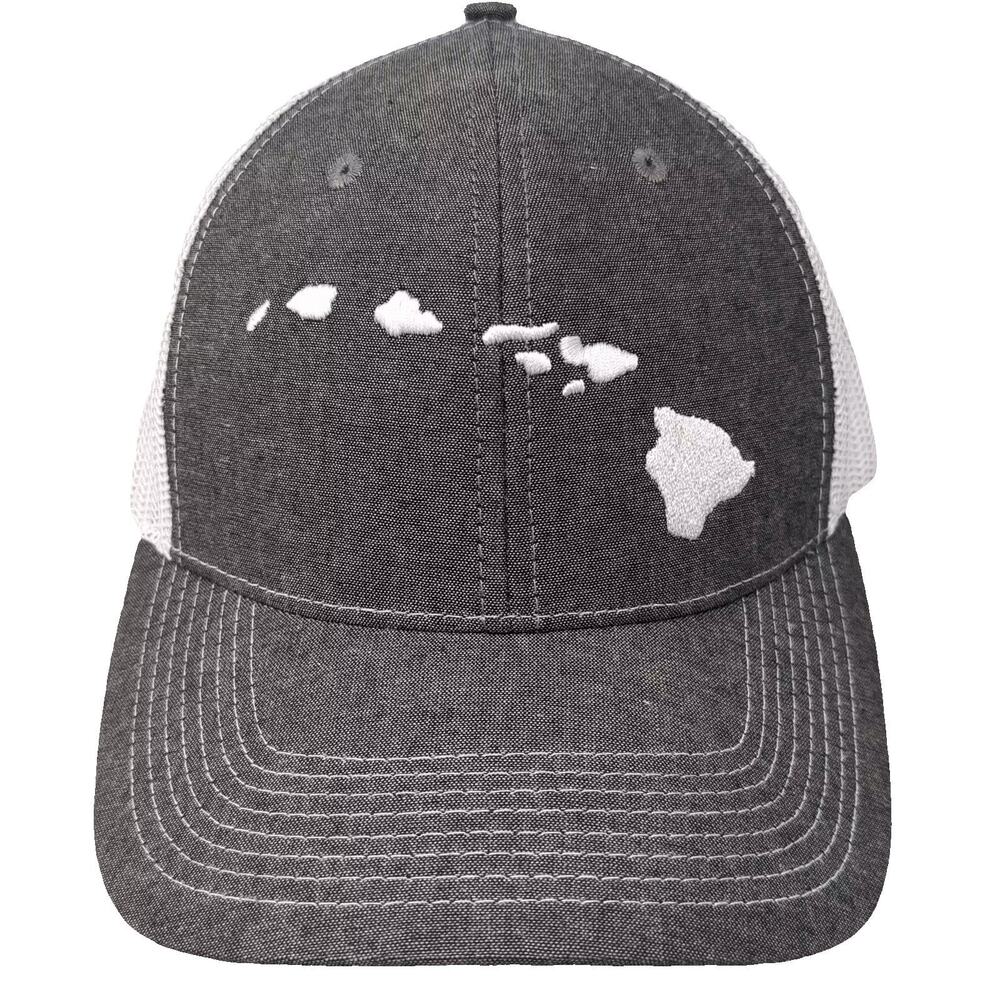 808 Clothing Co. Trucker Hat Gray White OS Embroidered Hawaii Map Snapback
